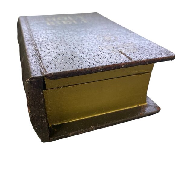 Faux Book Decorative Storage Box Holy Bible King James Velvet Lined  6"x4"x2" - Picture 11 of 14
